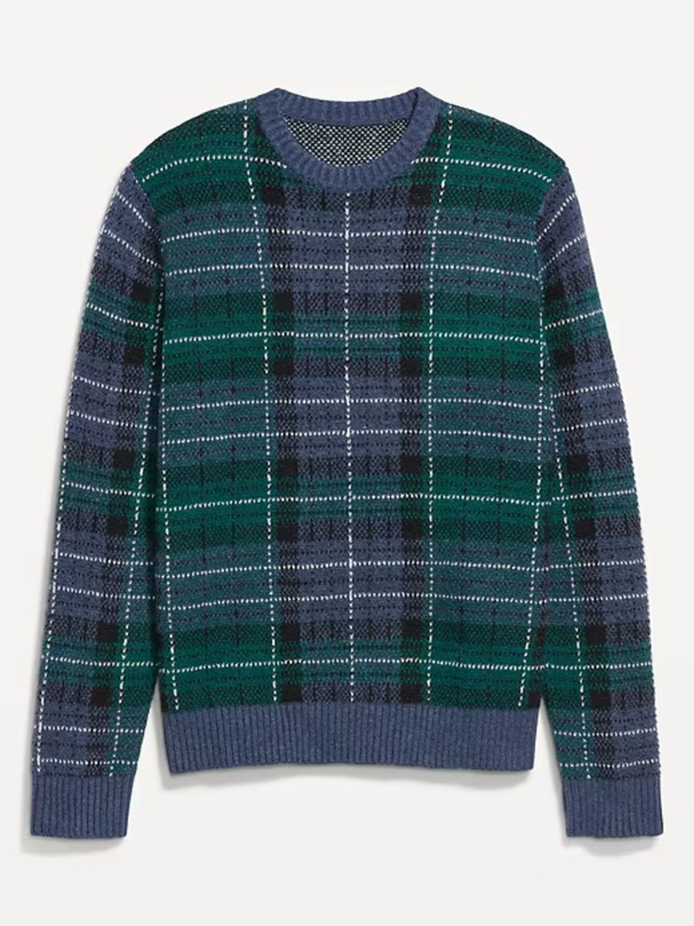 Old Navy Green and Blue Plaid Crewneck Sweater